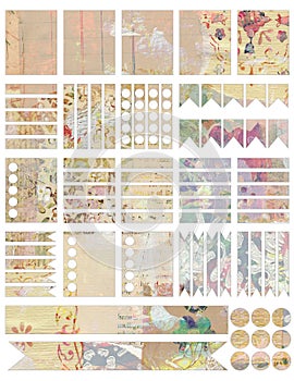 Printable Shabby chic vintage style collage planner stickers