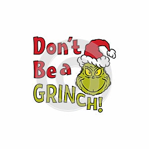 Grinch face Merry Christmas T-shirt Clipart photo
