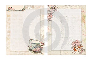 Printable vintage shabby chic style floral stationary with tea cup and fairy