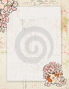 Printable vintage shabby chic style flower fairy stationary or background