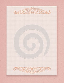 Printable vintage shabby chic style pink stationary with flourish embellishment
