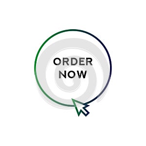 PrintButton with gradient and mouse arrow. Order now. Vector illustration.