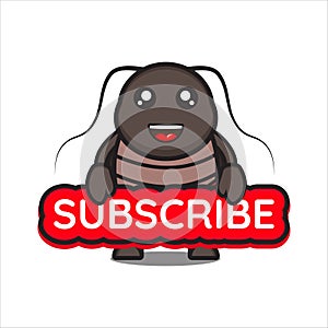 Printcockroach mascot with subcribe