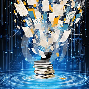 From printed books to digital ebooks paper to digital transition depicted