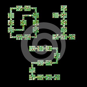 Printed Circuit Board alphabet - digits 0-2