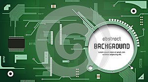 Printed Circuit Board With Chip CPU Processor Vector Background Green