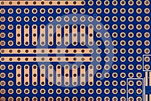 Printed circuit board closeup - electronic component for radio equipment and digital microchip, concept for development of