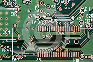 Close-up of a circuit board with electronic components photo
