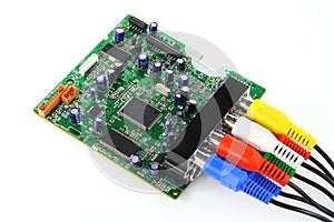 The printed-circuit board with connected cables