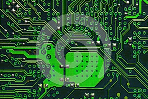 Printed circuit board. Electronic computer technology. Motherboard digital chip. Background of technical sciences. Built