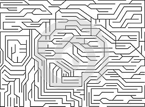 Printed circuit board. Mechanically supports and electrically connects on white background. Technological texture. Vector