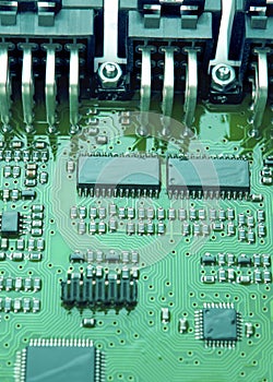 Printed Circuit Board with Mounted Components.