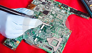 Printed circuit board, PCB over red table