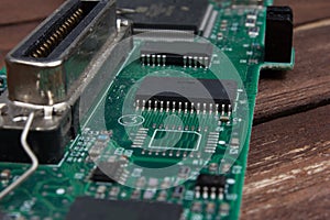 Printed circuit board PCB , a surface-mount technology SMT that connects microchips