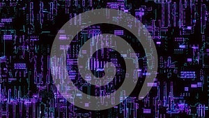 Printed circuit board. Visualization of advanced technology concept: PCB processor microchip, digitization of neural