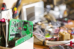 Printed Circuit Boards, Connector Termials, Testing Devices and Oscillograph in Manufacturing Laboratories