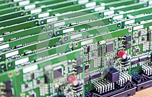 Printed Circuit Boards Placed in Lines Together