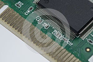 Printed green circuit board with plug-in contacts chip