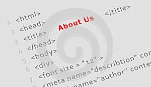 Printed html code for About us page