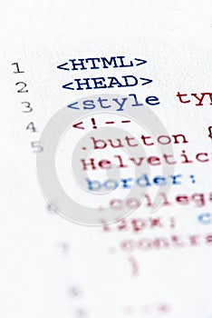 Printed internet html code