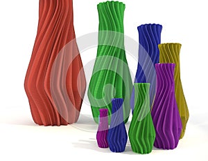 Printed object vase set 3d illustration isolated