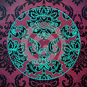 Hand drawn gel pen patterned circle.