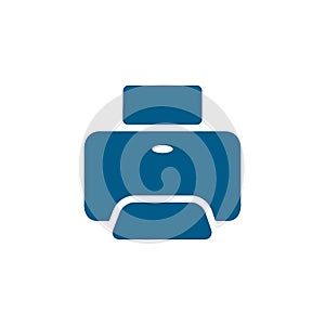 Printer Blue Icon On White Background. Blue Flat Style Vector Illustration