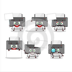 Printer cartoon in character bring information board