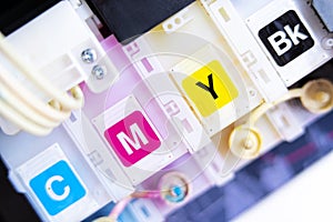 Printer in cartridges.select focus. ink tank for refill, CMYK ink tank installed