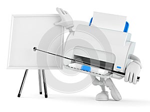 Printer character with blank whiteboard