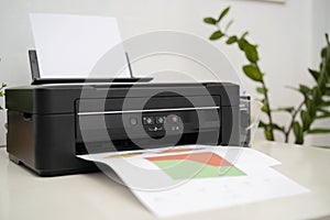 Printer, copier, scanner, workplace. Small printer for use and printing at home