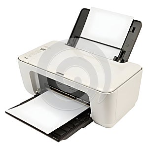 Printer device paper isolated on white background