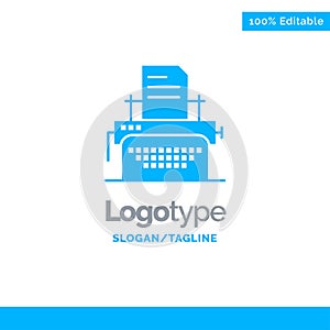 Printer, Fax, Print, Machine Blue Solid Logo Template. Place for Tagline