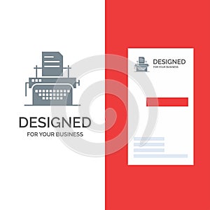 Printer, Fax, Print, Machine Grey Logo Design and Business Card Template