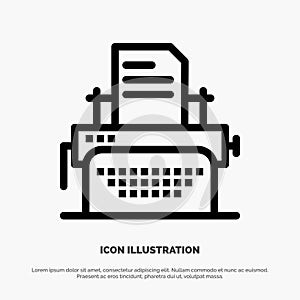 Printer, Fax, Print, Machine Line Icon Vector
