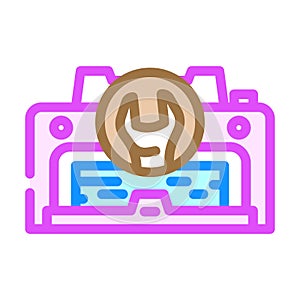 printer fixing repair computer color icon vector illustration