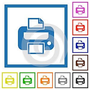 Printer flat framed icons
