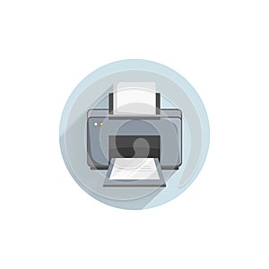 printer flat icon with long shadow. print flat icon