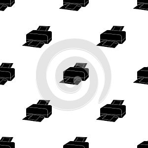 Printer icon in black style isolated on white background. Personal computer accessories symbol stock vector illustration