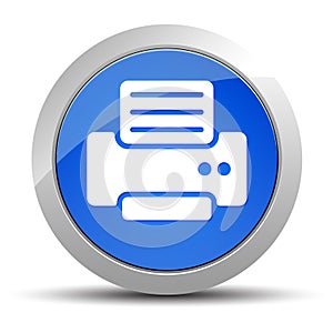 Printer icon blue round button illustration