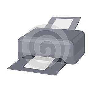 Printer icon in cartoon style isolated on white background. Personal computer accessories symbol stock vector