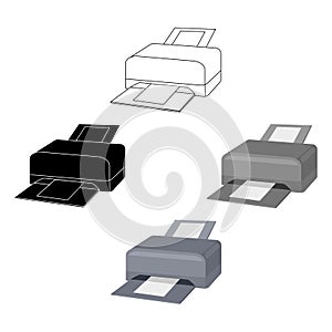 Printer icon in cartoon style isolated on white background. Personal computer accessories symbol stock vector
