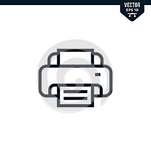 Printer icon collection in outlined style