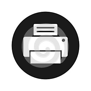 Printer icon flat black round button vector illustration