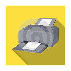 Printer icon in flat style isolated on white background. Personal computer accessories symbol stock vector illustration.