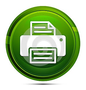 Printer icon glassy green round button illustration