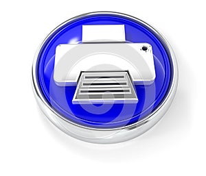 Printer icon on glossy blue round button