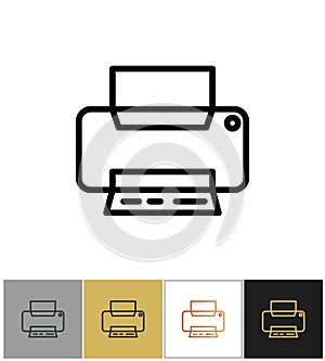 Printer icon, office printing document equipment simple symbol
