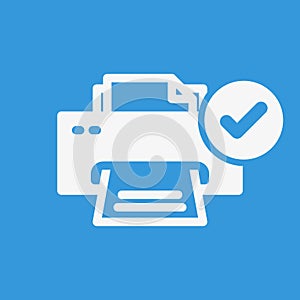 Printer icon, technology icon with check sign. Printer icon and approved, confirm, done, tick, completed symbol