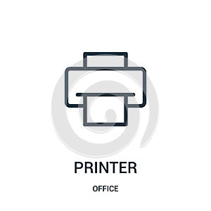 printer icon vector from office collection. Thin line printer outline icon vector illustration